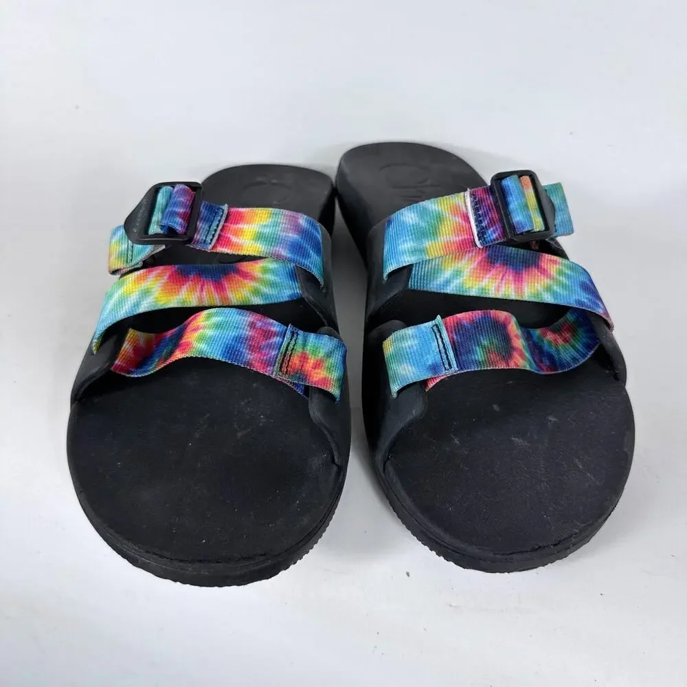 Chaco Chillos Slide Sandals Men's 12 Dark Tie-Dye Comfort Adjustable Slip On